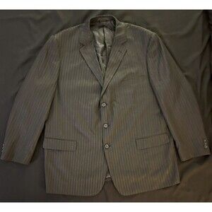 Midtown Man Pinstripe Suit Jacket Blazer Men's 50R Gray 3-Button Notch
